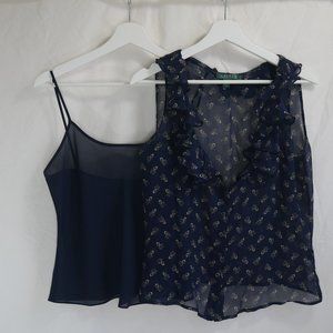 Navy Two-Piece Silk Blouse | Ralph Lauren